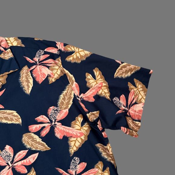 UNIQLO Open Collar SS Shirt Mens Size L Navy Multicolor EUC Modal Blend - Picture 2 of 6